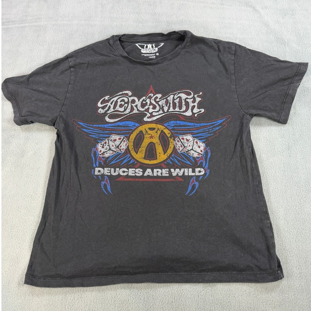 Aerosmith Deuces Are Wild Graphic T-Shirt Black XS Band Tee Las Vegas Residency
